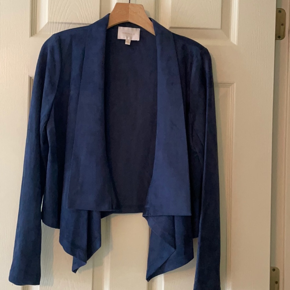 Navy suede wrap jacket